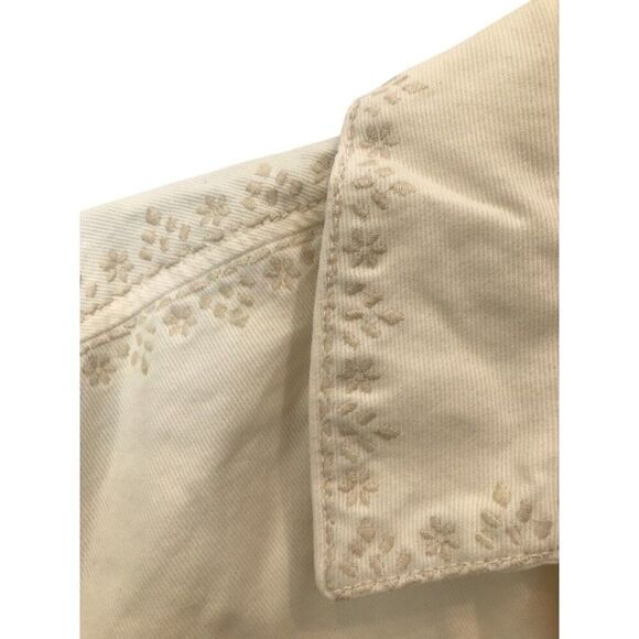 Zara Womens Overshirt Jacket Size L Off White Floral Patch Pocket 4877/240 NWOT - Picture 6 of 11